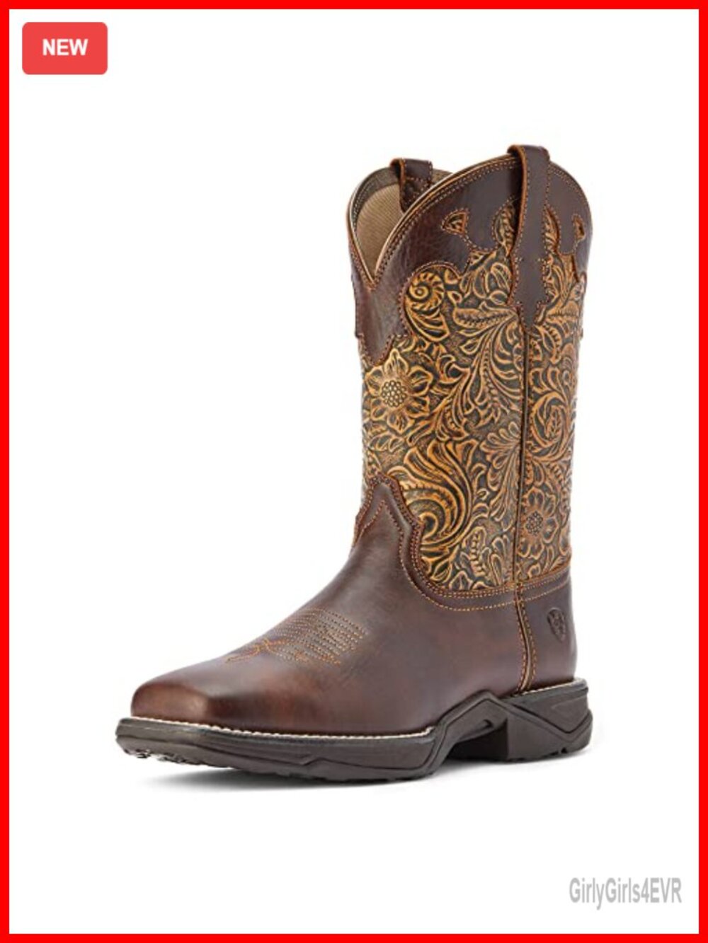 Full-Grain Leather Western Boot Square Toe Mid-Calf